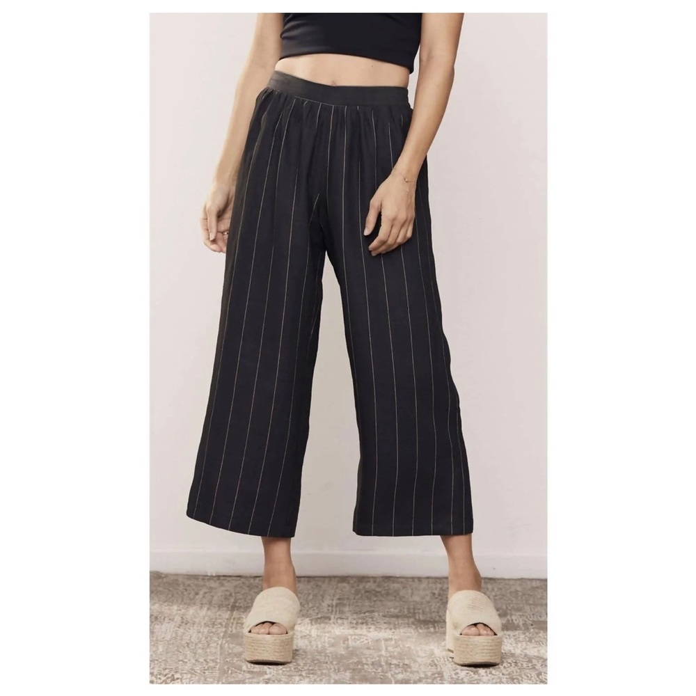 NWT DAVID LERNER PINSTRIPE WIDE LEG CROP PANT